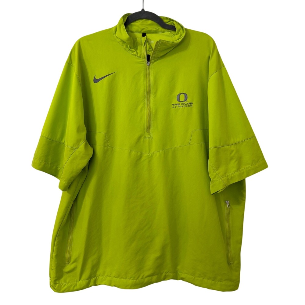 Nike Golf Oregon Ducks The Club at Autzen Neon Green 1/4 Zip Windbreaker XL
